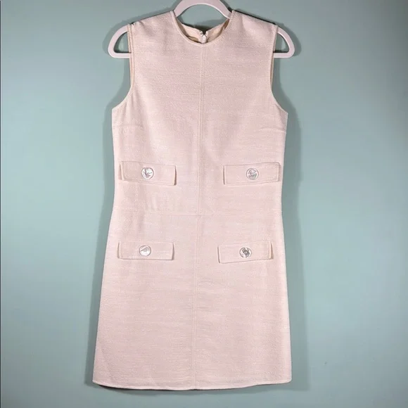 michael kors cream dress MICHAEL by MICHAEL KORS Size L Cream Gold Viscose Blend Studded Sleeveless Dress